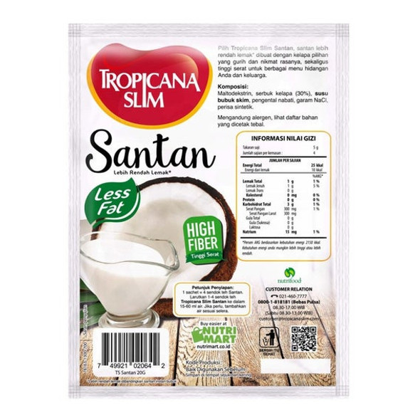Tropicana Slim Santan Less Fat 5 Sachet @20 gr 