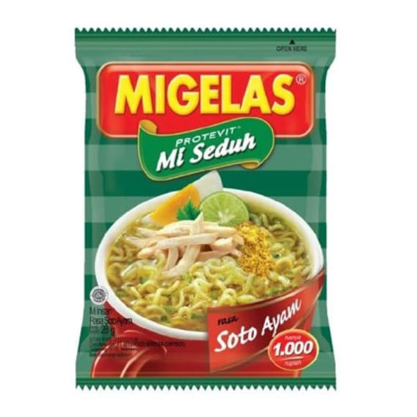 MIGELAS Protevit Mie Instant Rasa Soto Ayam (Chicken Soto Flavor), 28 gr