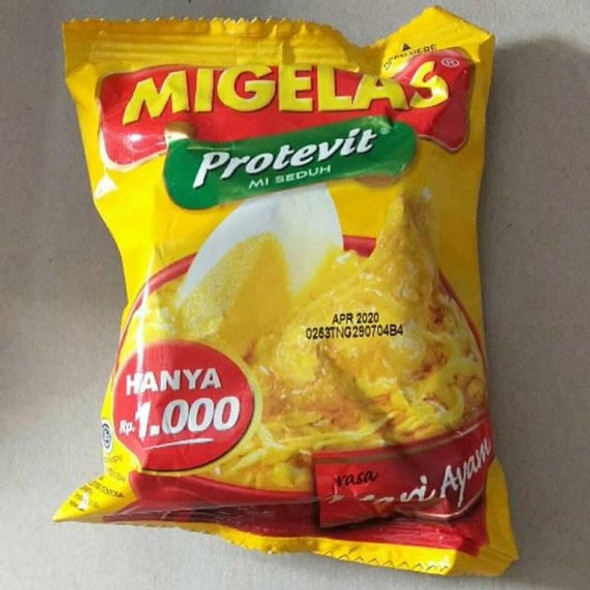 MIGELAS Protevit Mie Instant Rasa Kari Ayam (Chicken Curry Flavor), 28 gr