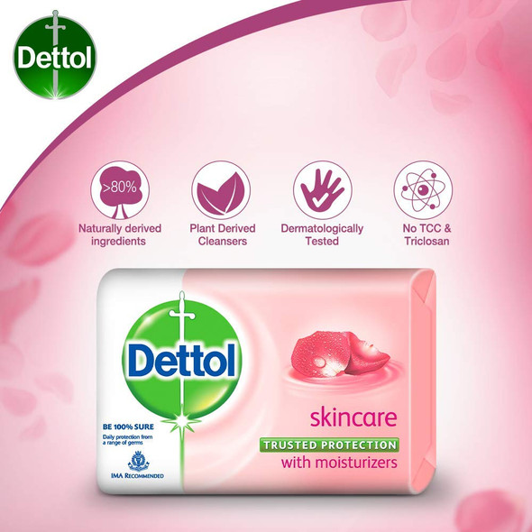 Dettol Skincare Sabun Antibacterial Bar Soap, 105 gram