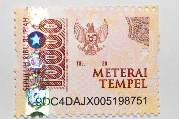 Stamp Duty Materai Tempel Indonesia 10000 (Sepuluh Ribu Rupiah) -1 pcs 