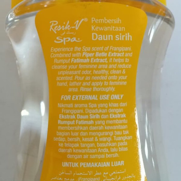 RESIK-V  Spa Feminine Cleansing Daun Sirih Aroma Frangipani , 200 ml 