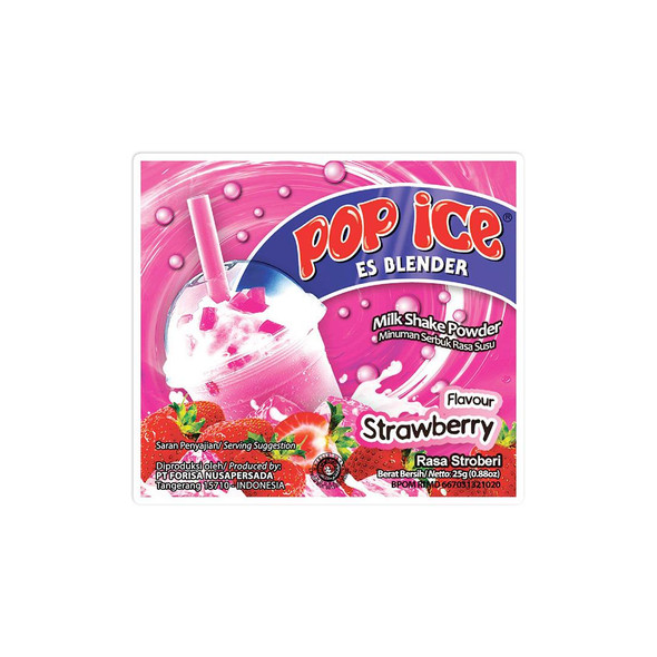 Pop Ice Milk Shake Powder - Strawberry Flavor, 23 gram (10 sachet)
