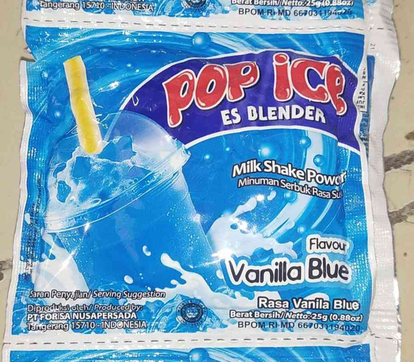 Pop Ice Milk Shake Powder - Vanilla Blue Flavor, 25 gram (10 sachet)
