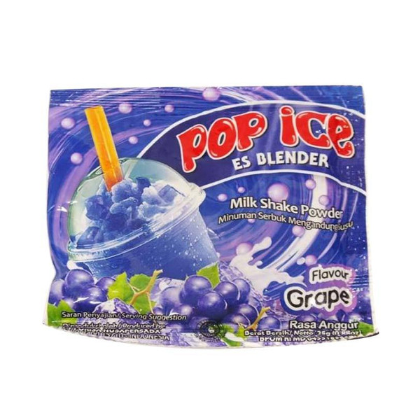 Pop Ice Milk Shake Powder - Grape Flavor, @25 gram (10 sachet)