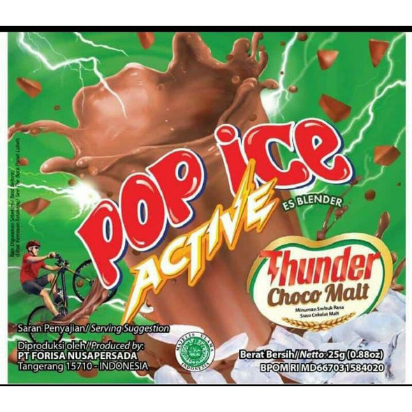 Pop Ice Milk Shake Powder - Thunder Choco Malt Flavor, @25 gram (10 sachet)