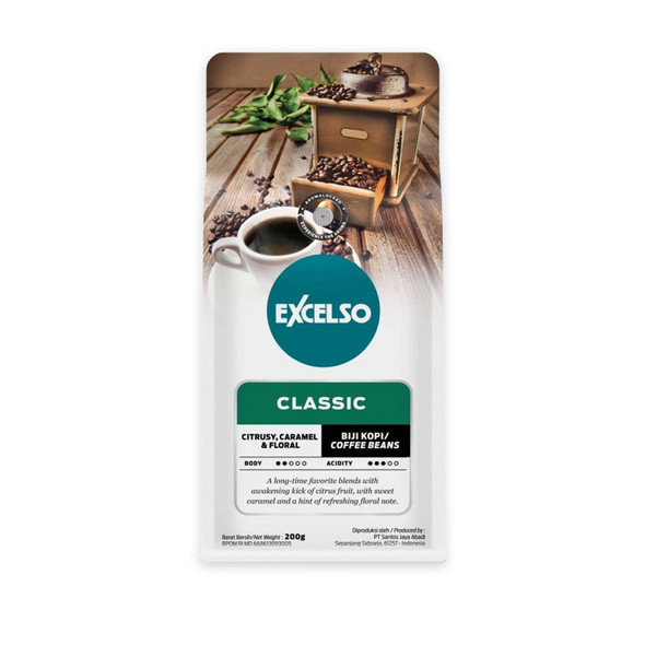 Excelso Classic - Coffe Beans, 200 Gram (Pouch)