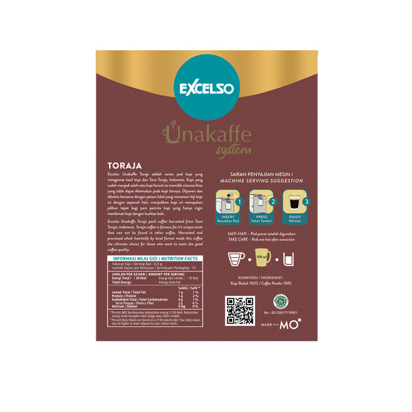 Excelso Unakaffe Toraja - Coffee Pod, 12-ct (1 Box) Excelso Unakaffe Toraja - Coffee Pod, 12-ct (1 Box)