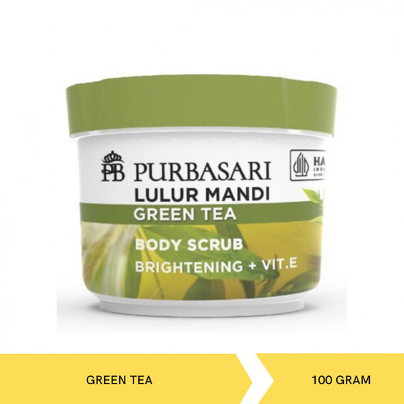 Purbasari Lulur Mandi Green Tea -  Body Bath Scrub, 100 Grams