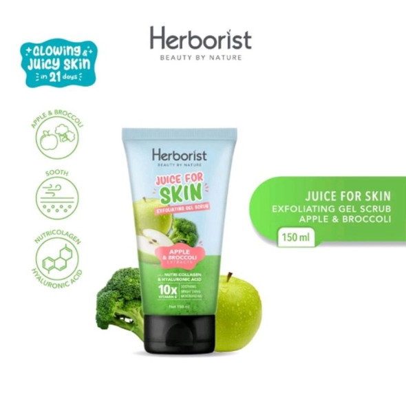 Herborist Juice For Skin Exfoliating Gel Scrub Apple & Broccoli, 150 ml