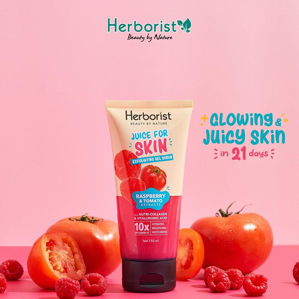 Herborist Juice For Skin Exfoliating Gel Scrub Raspberry & Tomato 150 ml