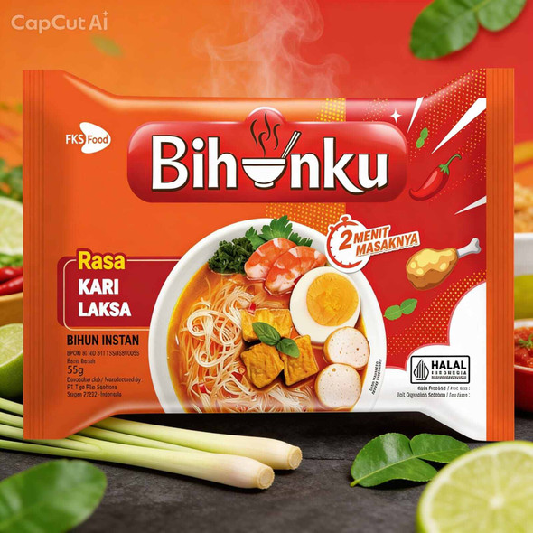 Bihunku Instant Noodle Laksa Curry Flavor, 55gram