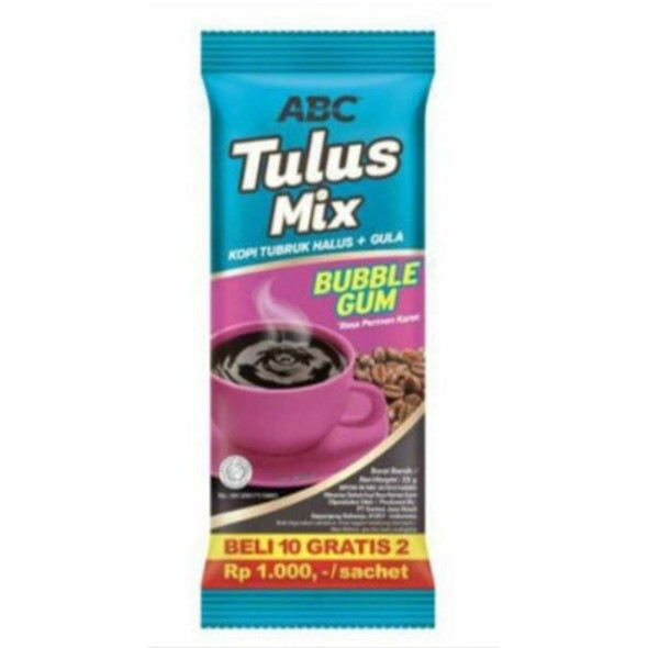 ABC Tulus Mix Bubble Gum, 230gr (10Sachet @23gr) 