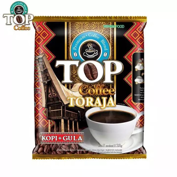 Top Toraja Instant Coffee Coffee Plus Sugar Sachet, 250gram (10 sachets @25gram)