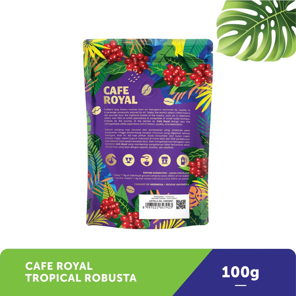 JJ Royal Cafe Royal  Tropical Robusta Ground Coffee, 100 Gram