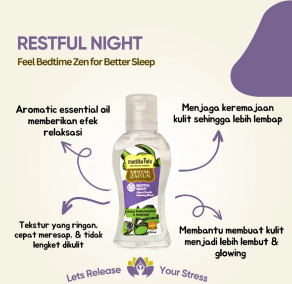 Mustika Ratu Minyak Zaitun & Aromatic Essential Oil - Restful Night, 55ml