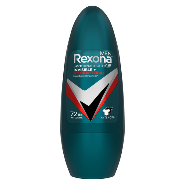 Rexona Men Deodorant Roll On Antiperspirant Invisible + Antibacterial  45Ml