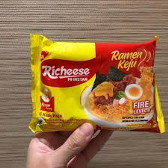 Richeese Instant Noodle Soup Cheese Ramen Fire Level 0, 65 g (Pack of 5)
