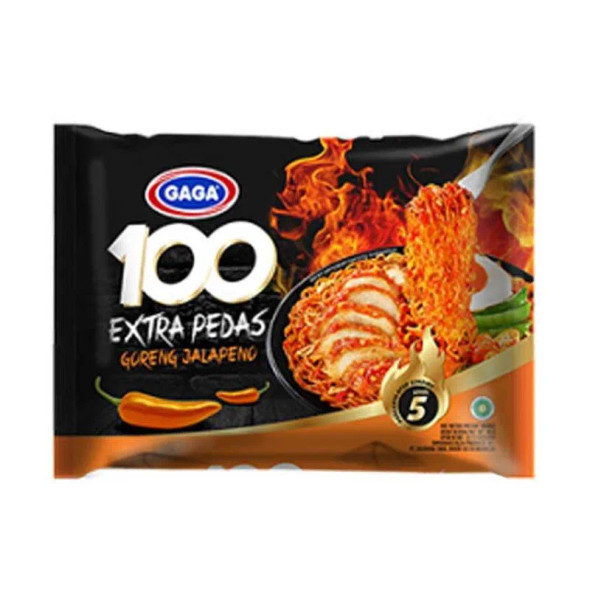 Gaga Mie Goreng 100 Extra Spicy Jalapeno, 85 gr (Pack of 5)