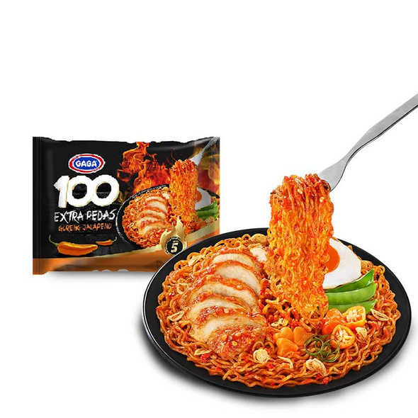 Gaga Mie Goreng 100 Extra Spicy Jalapeno 85G (Pack of 5)