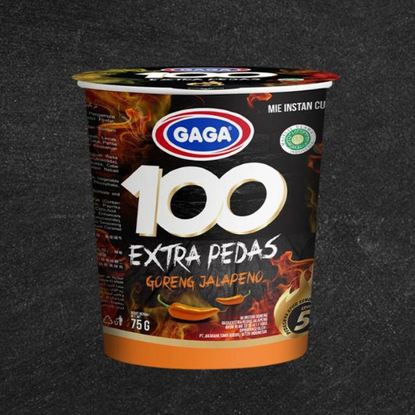 Gaga Mie Goreng 100 Extra Spicy Jalapeno Cup, 75G