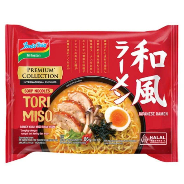 Indomie Mie Instant Premium Japanese Tori Miso Ramen 86G  (2 pcs)