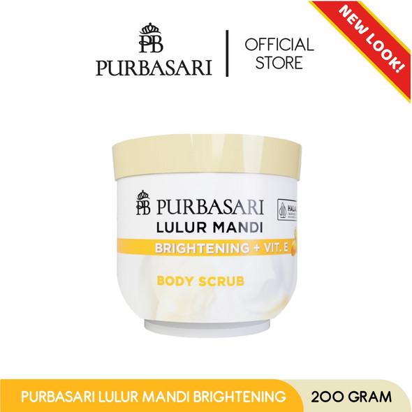 Purbasari Lulur Mandi Brightening + Vit.E - Body Bath Scrub Brightening + Vit.E, 200 Grams