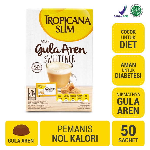 Tropicana Slim Sweetener Palm Sugar, 100gr (@2gr x 50ct)