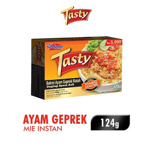 Sedaap Tasty Instant Noodles Geprek Chicken Noodles, 124 gr