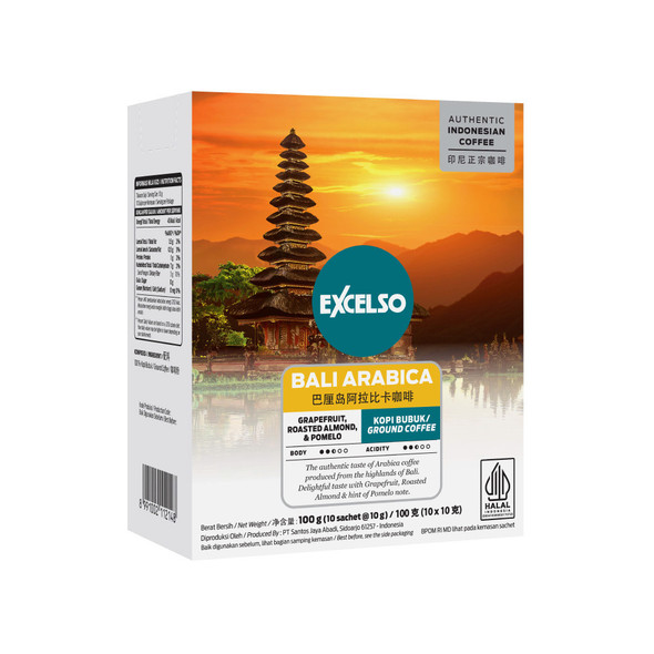 Excelso Single Serving Bali Arabica Coffee, 100 gr (10ct @10gr)
