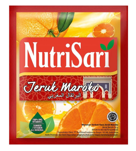 NutriSari Jeruk Maroko (Moroccan Oranges) Instant Drink @14gr (Pack 10)
