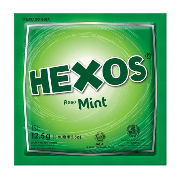 Hexos Permen Rasa Mint - Mint Flavored Candy, 12.5gr