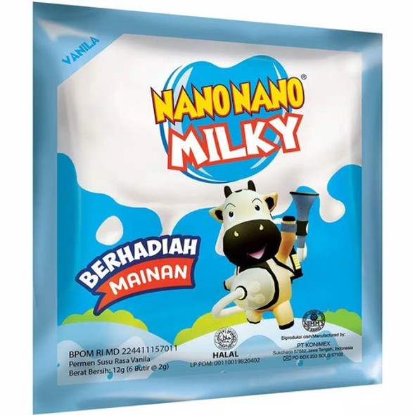 Nano Nano Permen Milky Rasa Vanilla - Vanilla Flavored Milky Candy, 12 gr (Pack of 3)