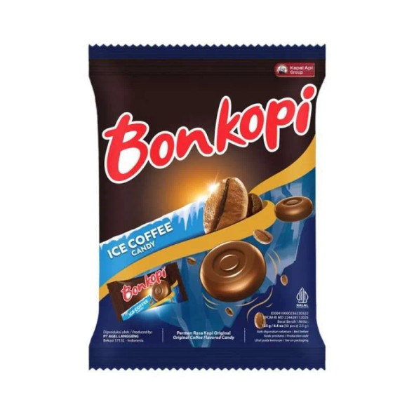 Bonkopi Permen Kopi Rasa Ice Coffee - Ice Coffee Flavored Coffee Candy, 125 gr