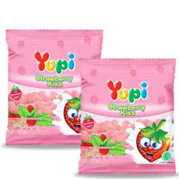 Yupi Candy gummy Strawbery Kis, 45 gr (Pack of 2)