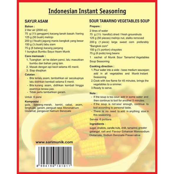 Munik Bumbu Sayur Asam - Munik Sour Vegetable Seasoning, 180 gr