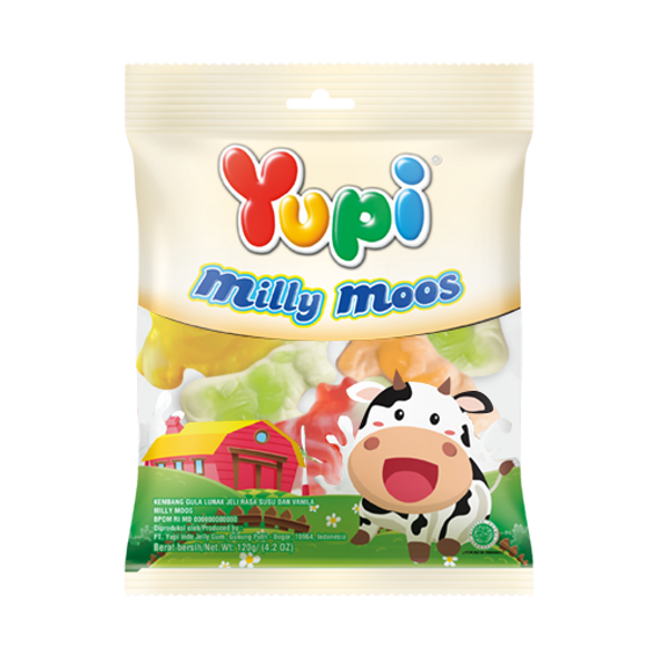 Yupi Gummy Candy Milly Moos, 45 gr (Pack of 4)