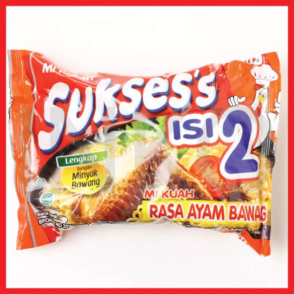 Sukses Instant Noodle Mie Isi 2 Ayam Bawang, 115 Gram