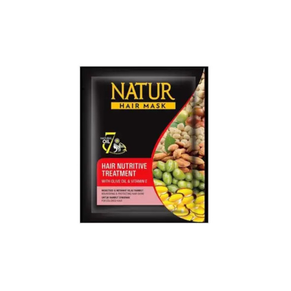 Natur Hair Mask Nutritive Strength With Olive Oil & Vitamin E Sachets, 75gr (15gr @5 saset)