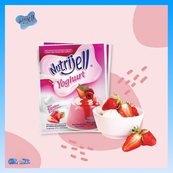 Nutrijell Serbuk Jeli Instant Rasa Yougurt Strawberry - Instant Jelly Powder Strawberry Yogurt Flavor, 35 gr