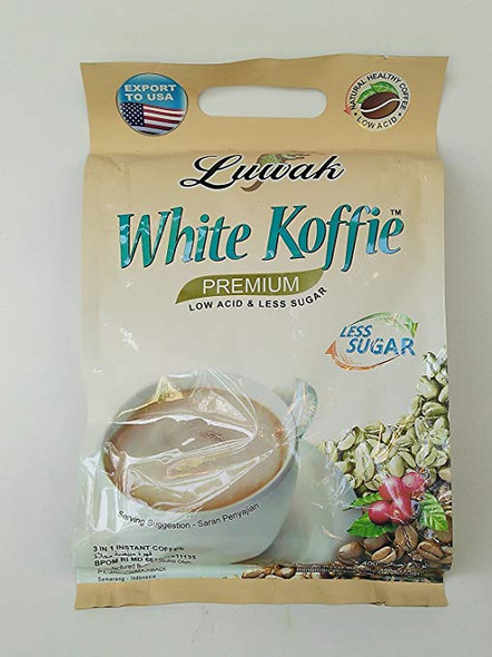 Luwak Brand White Koffie Less Sugar 19-ct, 361 Gram
