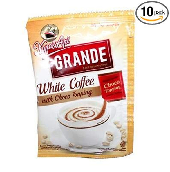 Kapal Api Grande White Coffee with Choco Topping , 20 Gram (10 Sachets)