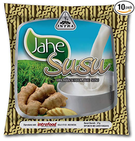 Intra Jahe Susu - Instant Ginger Tea with Milk, @27 Gram (10 Sachets)