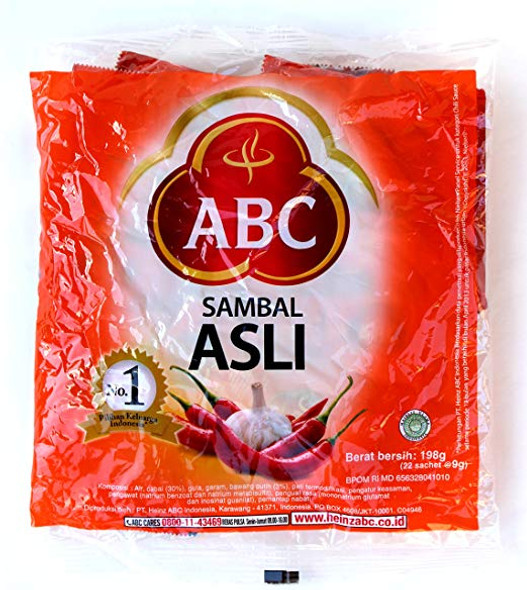 ABC Sambal Asli Chili Sauce, 9g X 22 sahets