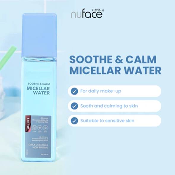 Nuface Soothe & Calm Micellar Water Blue, 160ml Nuface Soothe & Calm Micellar Water Blue, 160ml