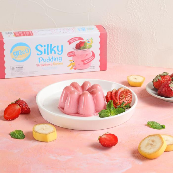 Grouu Silky Pudding Powder Strawberry Banana, 100gr (@25gr x 4ct)