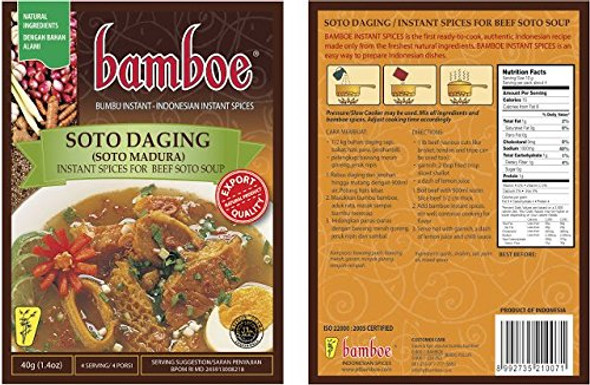 Bamboe Soto Daging Madura - Beef Soup Spice, 40 Gram