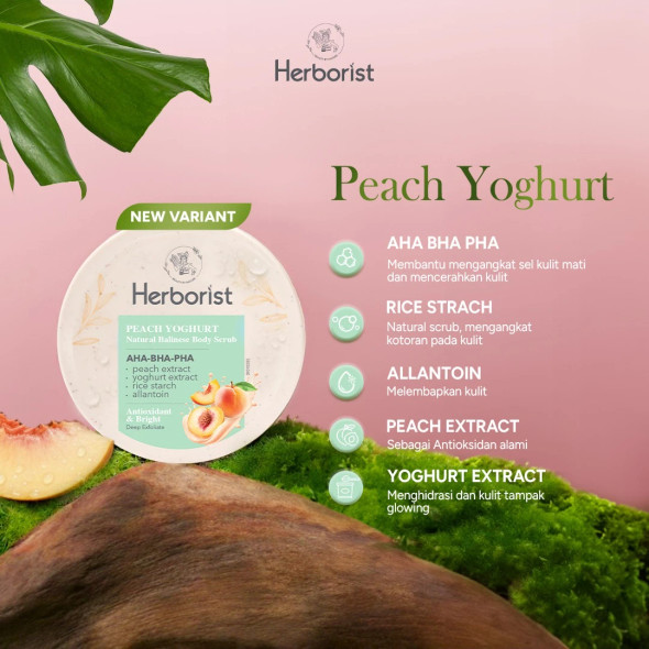Herborist Smoothies Body Scrub AHA BHA PHA Peach Yoghurt, 200gr