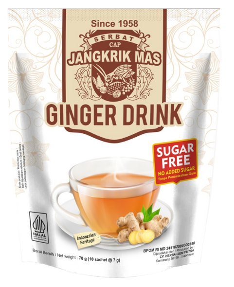 Serbat Ginger Drink Cap Jangkrik Mas Sugar Free, 70gr (@7gr x 10ct)