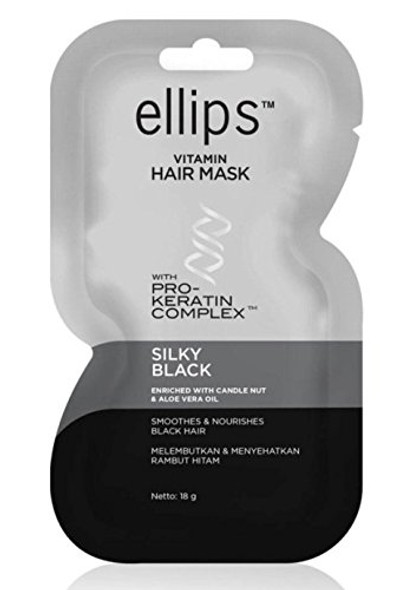 Ellips Hair Mask (Pro Keratin) - Silky Black , 18 Gram (Pack of 10)